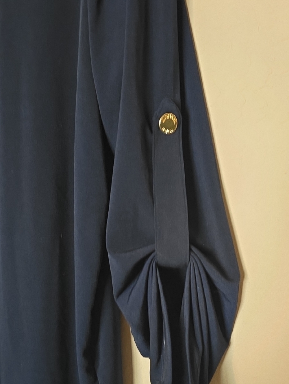 MK Navy Lace-Up Gold Chain Detail Women's Top - Picture 3 of 4